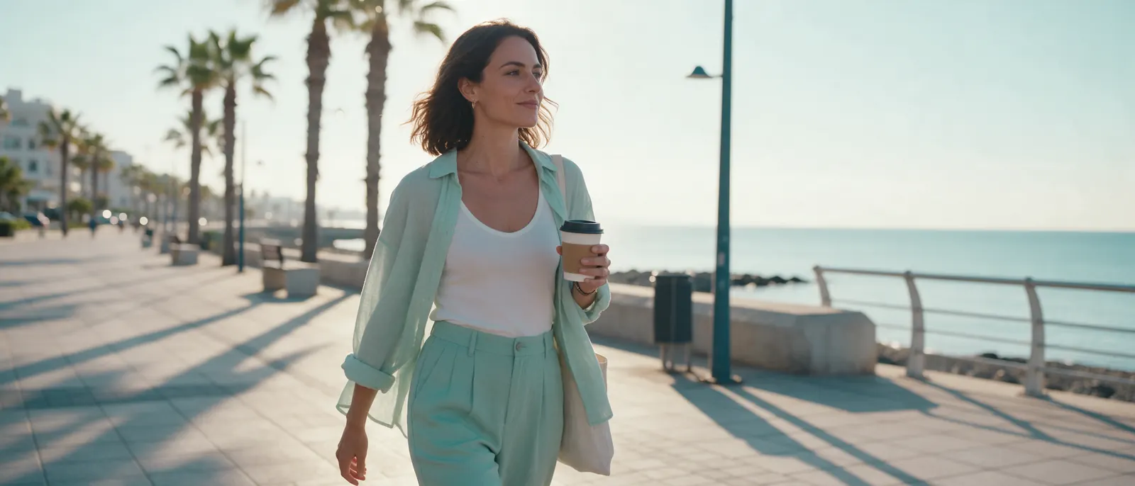 A walk along the Limassol seafront at golden hour.